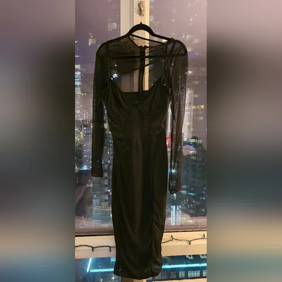 House of CB Black Mesh Beatrice Dress Size Medium Plus Cup NWOT - Picture 4 of 6